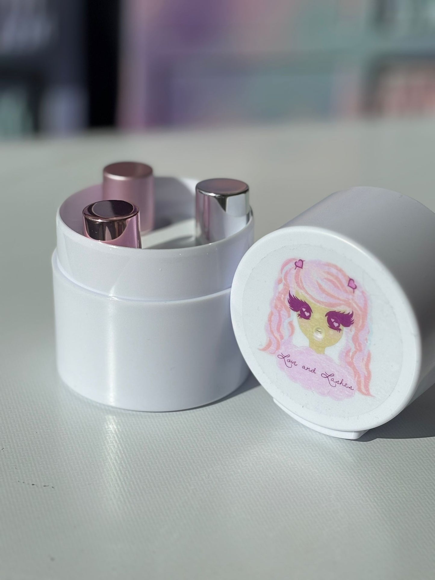 Adhesive storage container vacuum sealed